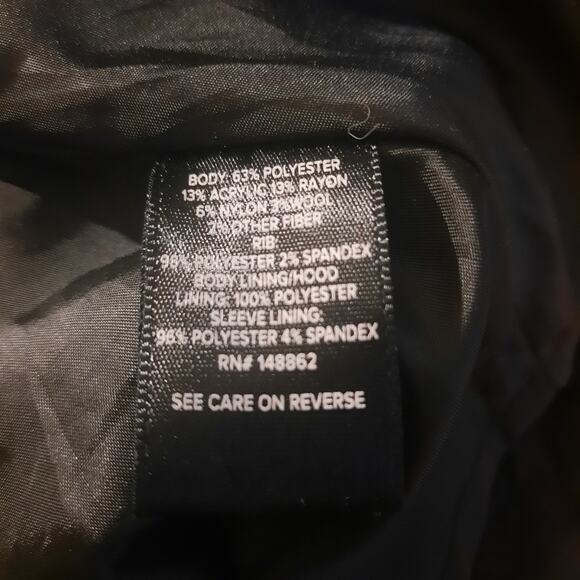 Torrid Womens Black Hooded Single Breasted Lined Fabric Button Front Coat Size 3 - Picture 3 of 6